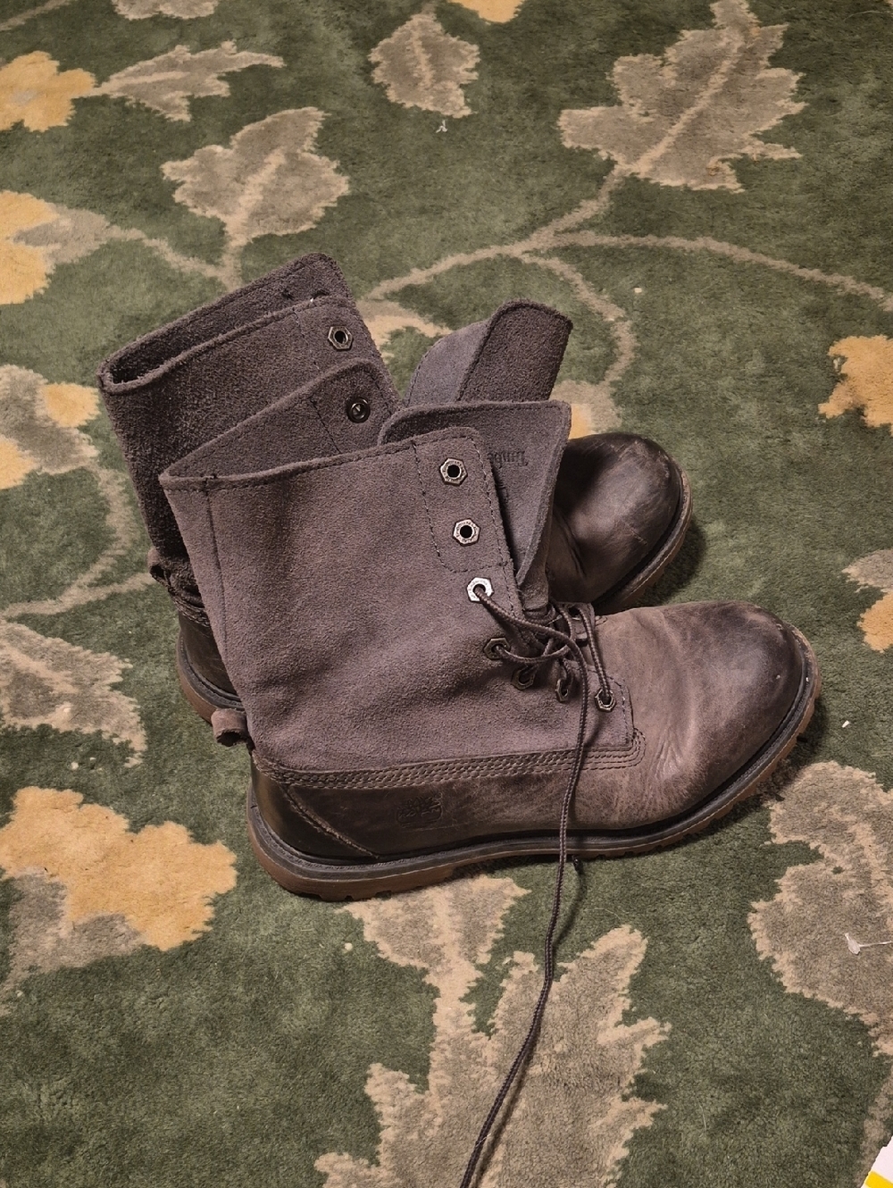 Timberland Dark Brown Suede Lace-Up Combat Boots